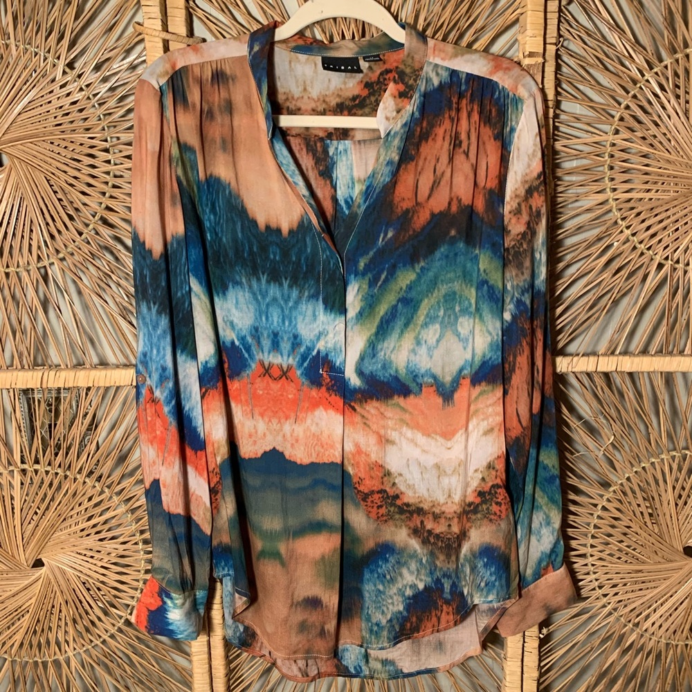 Tribal multi color women’s blouse M